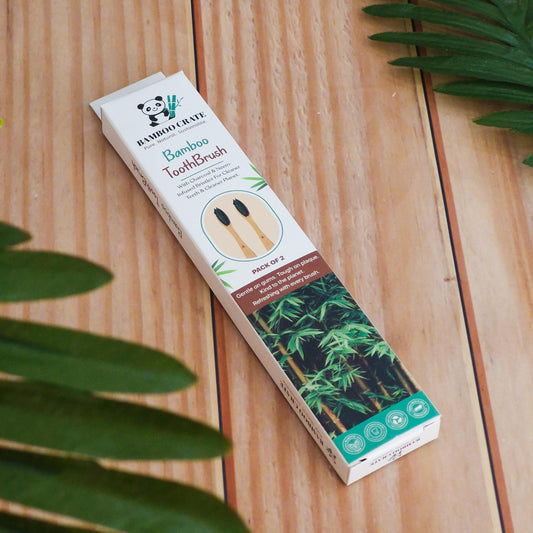 Bamboo Toothbrush (Charcoal & Neem Bristles) | Pack of 2