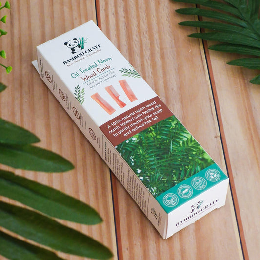 Authentic Neem Wood Comb Combo – Lily Single, Dual Teeth & Handle (Pack of 3)